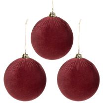 položky Velká červená vánoční ozdoba s imitací sametu, 20 cm, 3 kusy