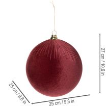 položky Velká červená sametová vánoční ozdoba na zavěšení, 25 cm, 2 kusy