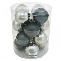 položky Cetka, ozdoby na vánoční stromeček, vánoční koule černá/stříbrná/perleť V8,5cm Ø7,5cm pravé sklo 12 kusů