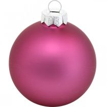 položky Mini koule na stromeček, mix vánoční koule, přívěsek na vánoční stromeček fialový V4,5cm Ø4cm pravé sklo 24ks