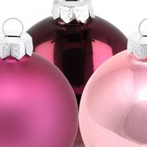 položky Vánoční koule, ozdoby na stromeček, skleněné koule fialová V8,5cm Ø7,5cm pravé sklo 12ks