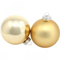 Stromeček, vánoční ozdoby, vánoční koule zlatá V8,5cm Ø7,5cm pravé sklo 12ks
