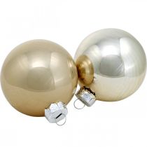 Vánoční koule, ozdoby na stromeček, skleněná koule bílá / perleť V6,5cm Ø6cm pravé sklo 24ks