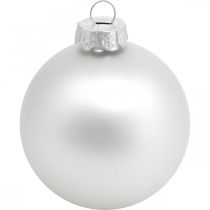 Skleněná koule, ozdoby na stromeček, vánoční koule stříbrná V8,5cm Ø7,5cm pravé sklo 12ks
