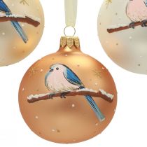 Vánoční koule skleněné Vánoční stromeček koule ptáček zimní Ø8cm 6ks