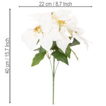 položky Umělá vánoční hvězda, bílá, velký květ, dekorativní rostlina, 40 cm