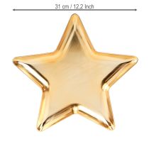 položky Vánoční talíř hvězda dekorace talíř zlatý plast Ø31cm