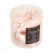 položky Vánoční kužel sklenice Růžový skleněný kužel vánoční 6,5cm 10p