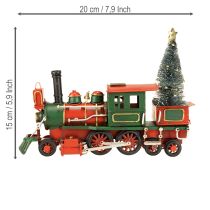 položky Vánoční vláček červená kovová dekorativní lokomotiva s vánočním stromečkem 20 cm