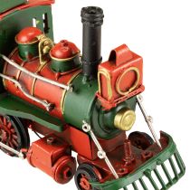 položky Vánoční vláček červená kovová dekorativní lokomotiva s vánočním stromečkem 20 cm