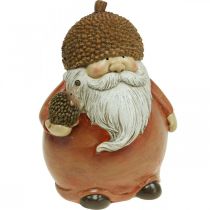Figurka Imp s žaludem a ježkem ozdobná figurka podzimní hnědá V19cm