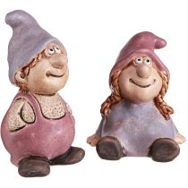 položky Gnome Spring Boy Girl Pair Purple Pink H10/14cm 2 ks