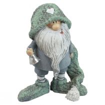 Gnome Vánoční ozdobná figurka skřítka šedá zelená 10,5×7×14cm