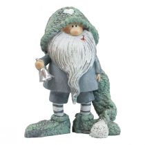 Gnome Vánoční ozdobná figurka skřítka šedá zelená 10,5×7×14cm