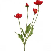 Umělý červený květ vlčího máku se 4 květy máku V60cm