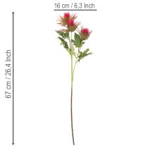 položky Umělá větvička červeného bodláku na dekoraci, 67 cm, 3 kusy