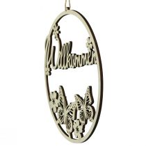 položky Uvítací cedule, dřevěný ozdobný kroužek s motýlem, Ø21,5 cm, 4 kusy - věnec na dveře, jarní, přírodní barva