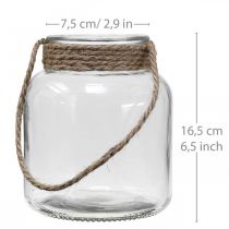 Skleněná lucerna, stojánek na čajovou svíčku k zavěšení V16,5cm Ø14,5cm