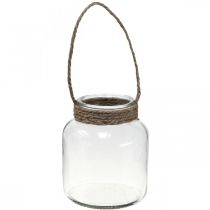 Skleněná lucerna, stojánek na čajovou svíčku k zavěšení V16,5cm Ø14,5cm