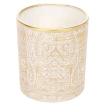 položky Skleněný svícen na čajové svíčky s paisley vzorem, Ø8cm, V9cm, 2 kusy