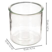položky Skleněný držák na čajové svíčky, kulatý, čiré sklo, univerzální, 12 cm, 2 kusy