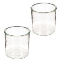 položky Skleněný držák na čajové svíčky, kulatý, čiré sklo, univerzální, 12 cm, 2 kusy