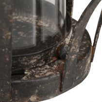 položky Lucerna koruna hnědá rez se svíčkou sklo Ø14cm H18cm