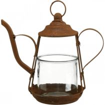 Lucerna kovová skleněná konvice patina dekorace Ø15cm V26cm