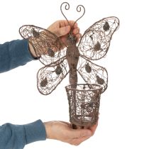 položky Kovová lucerna, nástěnná dekorace, motýl, rezavá úprava, 36,5 cm