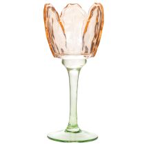 položky Skleněný svícen na čajovou svíčku ve tvaru tulipánu, vintage styl, romantická bytová dekorace, 20 cm