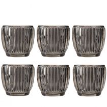 položky Skleněná lucerna v šedé barvě podzim zima Ø7cm V7cm 6 ks