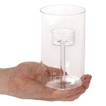 položky Skleněný svícen s vložkou pro sloupové svíčky 15cm 2 ks