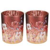 položky Dekorativní skleněná lucerna s květinovým vzorem pro elegantní bytové doplňky, 12,5 cm, 2 kusy