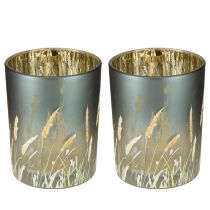 položky Elegantní dekorativní lucerna s motivem trávy pro útulné bydlení, 12,5 cm, 2 kusy.