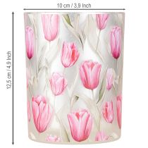 položky Elegantní lucerna s motivem tulipánů pro jarní dekoraci, 12,5 cm, 2 kusy.