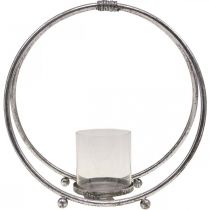 položky Lucerna kovový svícen stříbrné sklo Ø33cm