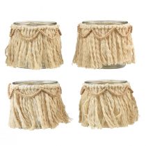 položky Lucerna Skleněné třásně Macrame Cream Boho Ø9,5cm 4ks