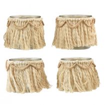 položky Lucerna Skleněné třásně Macrame Cream Boho Ø9,5cm 4ks