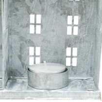 položky Okenní dekorace Vánoce, lucerna, dioráma domeček série, kovová dekorace stříbrná shabby chic L20cm H20cm