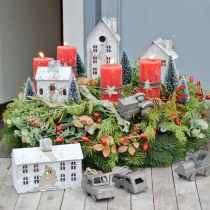 položky Kovový domeček s lucernou shabby chic umytá bílá, rez H11cm