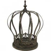 položky Korunka jako lucerna, dekorace na svíčku, kovová korunka, starožitný vzhled, V28cm, Ø21cm