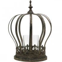 položky Korunka jako lucerna, dekorace na svíčku, kovová korunka, starožitný vzhled, V28cm, Ø21cm