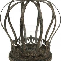 položky Korunka jako lucerna, dekorace na svíčku, kovová korunka, starožitný vzhled, V28cm, Ø21cm