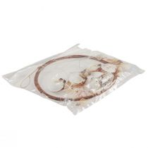 položky Větrná zvonkohra s mušlemi ozdobný kroužek přírodní dřevo Ø20cm H66cm