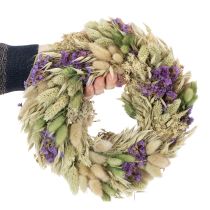 položky Věnec ze sušených květin na jaro a léto, na stůl a ke dveřím, pro zvláštní příležitosti s barevnými akcenty, 26 cm
