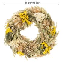 položky Věnec ze sušených květin, přírodní dekorace na stůl, do obývacího pokoje a chodby, 25 cm
