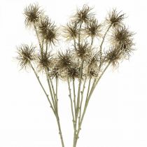Xanthium umělá květina podzimní dekorace 6 květů krémová, hnědá 80cm 3ks