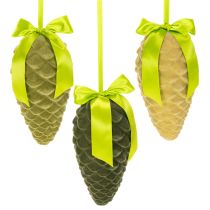položky Přívěsky z umělých šišek s dárkovou stuhou a mašlí, 23 cm, 3 kusy
