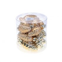 položky Kuželová směs ze skla zlaté 5cm 14 ks