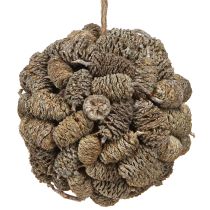 položky Kuželová koule k zavěšení olšových šišek, bíle natřená, 12 cm